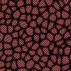 Seamless abstract pattern with black and red lines on a black background