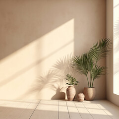 Tranquil Space: Beige Stucco Wall in Empty Room