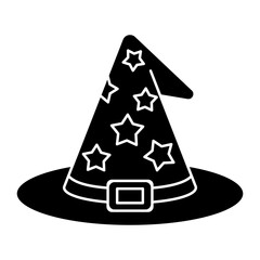 Witch hat icon vector on trendy style for design and print