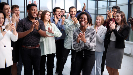 Business people clapping their hands after a seminar