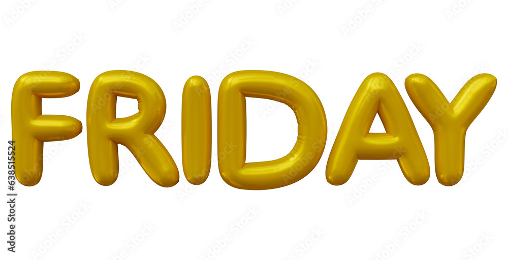 Poster golden friday text isolated on transparent background in 3d rendering for calendar concept.