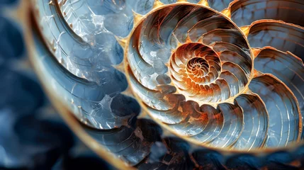 Fotobehang Macro Close-Up Of Seashell Spirals © Stock Habit