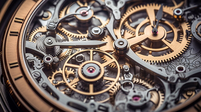 Macro Close-Up Of A Mechanical Watch
