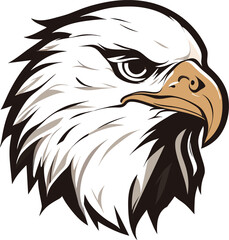 Hand drawn eagle head emblem, logo, emblem graphic, athletic apparel stamp.