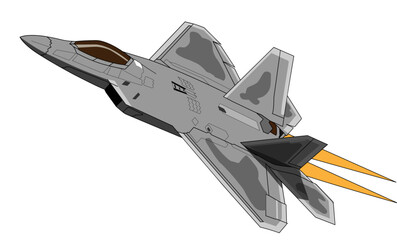 Lockheed Martin F-22 Editable Vector Illustration - For Poster, Banner and Patch Designs