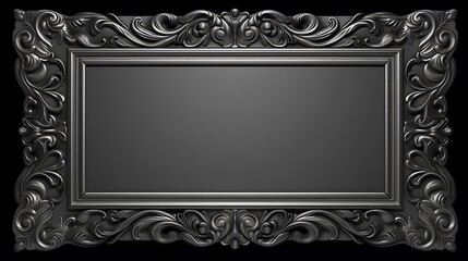 monochrome vintage luxury frame on black background