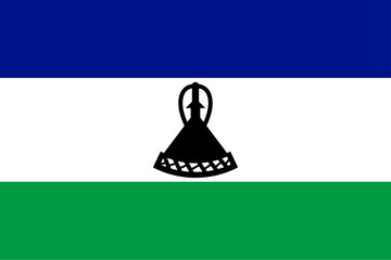 Lesotho flag wave isolated on png or transparent background