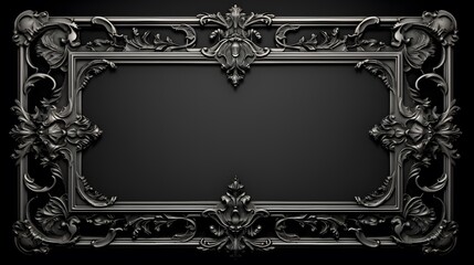 monochrome vintage luxury frame on black background