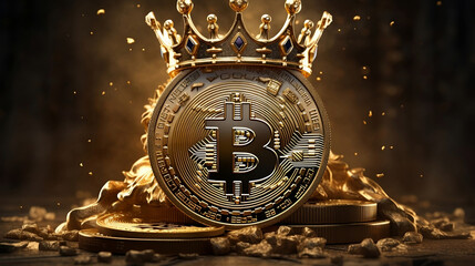 Bitcoin el rey de las criptomonedas - obrazy, fototapety, plakaty