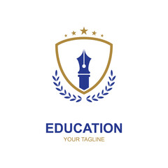 Education logo design with bachelor cap and book concept with creative idea