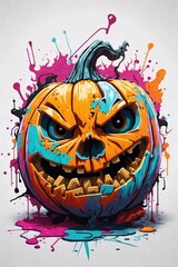 Scary Pumpkin Head Halloween Spooktacular Carving and Creepy Pumpkin Head Illustration Ai Generative