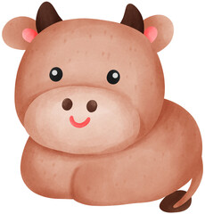 Cow, Cute cartoon illustration Nativity of Jesus, birth of Jesus.