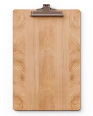 Mockup of wooden blank clipboard isolated on white.