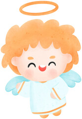 Angle Gabriel, Cute cartoon illustration Nativity of Jesus, birth of Jesus.