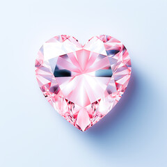 Large Sparkling Crystal Heart Shape of Amethyst - 3D Illustration of Isolated Pink Rose Quartz Broken Heart. Close-Up on White Background