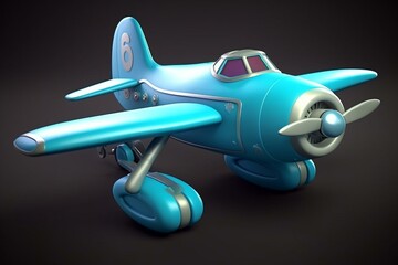 3D cartoon plane. Generative AI