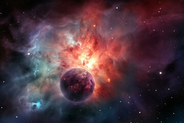 Obraz na płótnie Canvas Graphic depiction of Orion Nebula. Generative AI