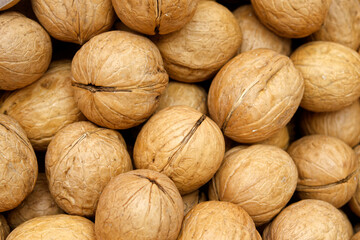  a lot of delicious pile of walnuts closeup 