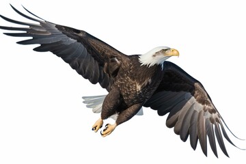 PNG of a solitary bald eagle in flight. Generative AI