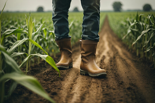 rubber boots corn field, farmer business, dust boots summer, sprout fresh, harvest field summer, eld walks rubber boots, agronomist walks green field summer, boots road agriculture, harvest farm