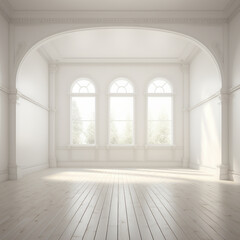 Blank Canvas: Serene White Unfurnished Interior Space