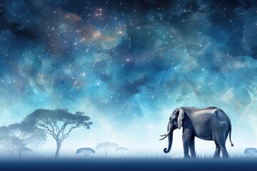 an elephant standing in a beautiful field