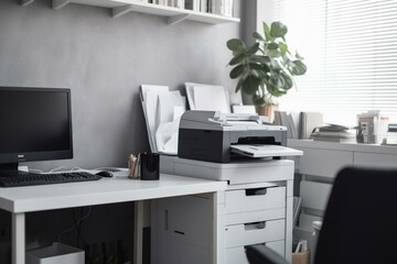 Workspace with photocopy machine. Generative AI