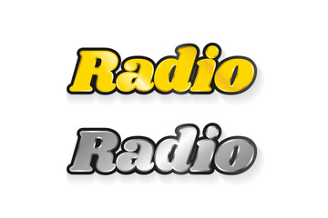 Radio Lettering Typographic Design in Silver and gold. Gold and Silver Radio Emblem. Vector Illustration. EPS 10
