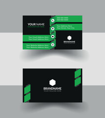 Professional corporate green,darkgreen and black color luxury minimalist greenbusiness card.Horizontal business card with front and back vector illustration.Versetile use for any perpose.Smart Card.