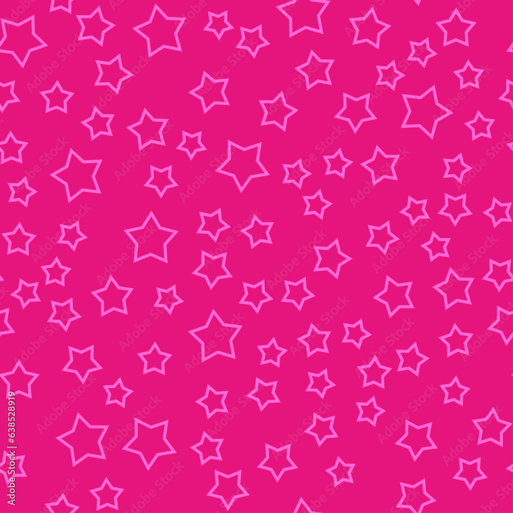 Poster berbie pink stars on pink background. random pattern/ vector seamless mosaic art pattern.