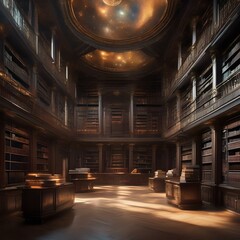 A celestial library floating in space, holding books that contain the secrets of the universe2