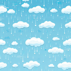 seamless background illustration with the rain and the clouds