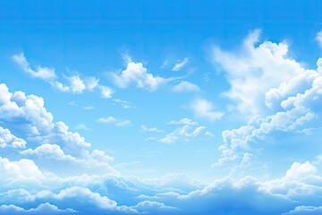 Blue sky background with white clouds. Vector illustration