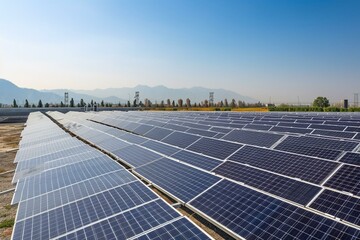 Utilizing sunlight's energy for renewable power: eco-friendly solar panels in a sunny summer approach. Generative AI