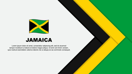 Jamaica Flag Abstract Background Design Template. Jamaica Independence Day Banner Cartoon Vector Illustration. Jamaica Cartoon - obrazy, fototapety, plakaty