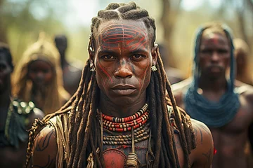 Fotobehang Male warriors from an African tribe © ЮРИЙ ПОЗДНИКОВ