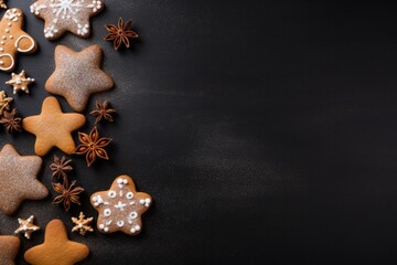 Christmas Cookies themed background large copy space - stock picture backdrop