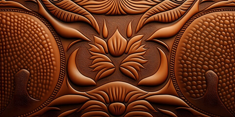 a close up of a leather covered surface with flower designs