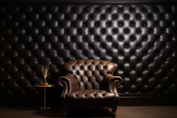 Elegant leather-padded wallpaper exuding a lavish feel. Generative AI