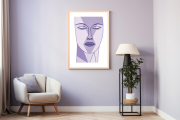 Stylish composition with a poster in a frame and minimal deco. 
