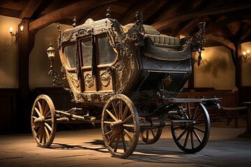 Fototapeta na wymiar Old horse-drawn carriage from the late 1700s. Generative AI