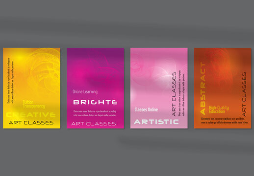 Flyer Layout with Curvy Lines on Bright Gradient Glow
