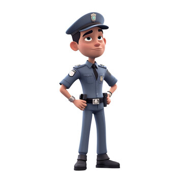 3d illustration of a policeman on a white background with clipping path