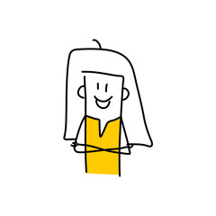 stick figures showing emotions with gestures. Doodle style. Vector illustration.