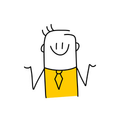 stick figures showing emotions with gestures. Doodle style. Vector illustration.