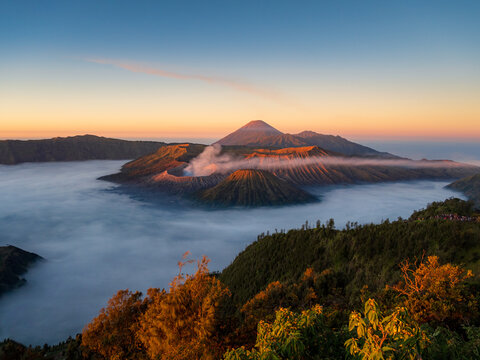 Bromo active volcano at sunrise,Tengger Semeru national park, East Java, Indonesia
