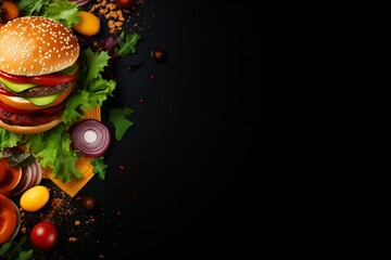 Banner design on burger theme with copy space