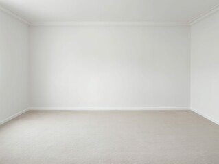 Fototapeta na wymiar Empty Room with White Walls and Beige Carpet