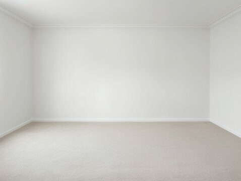 Empty Room with White Walls and Beige Carpet