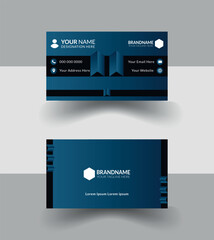 Professional smart corporate business card  minimal design.Both of side design by minimal style mind theory.New generation Smart design for smart person.Blue gradient combination Business card. 